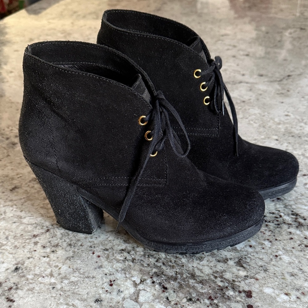 PRADA Authentic Black Suede Ankle Boots